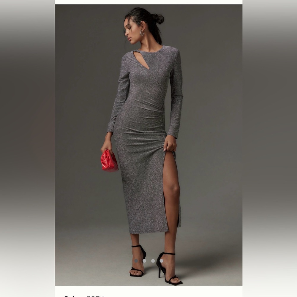Chic Long Sleeve Gray Dress